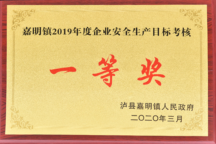 2019年度企業安全生產目標考核一等獎